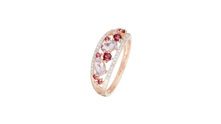 Bague Germaine Or rose et Multipierresprojet