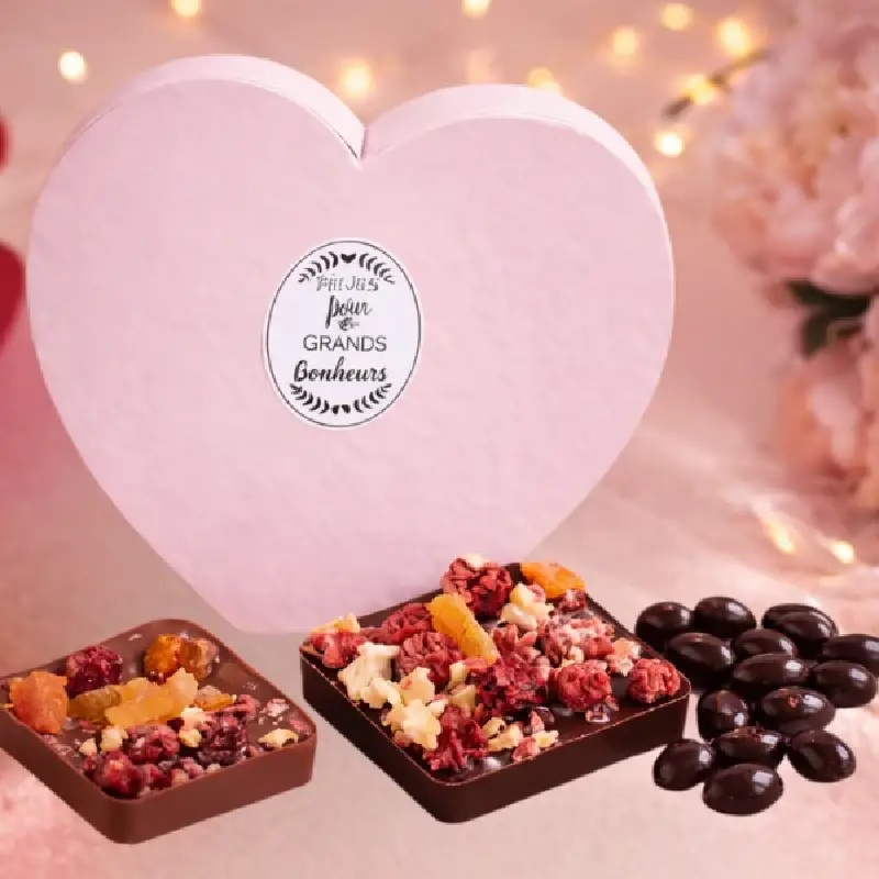 Coffret Cœur Chocolaté Fruits Rouges & Amandes de Nougats Laurmar