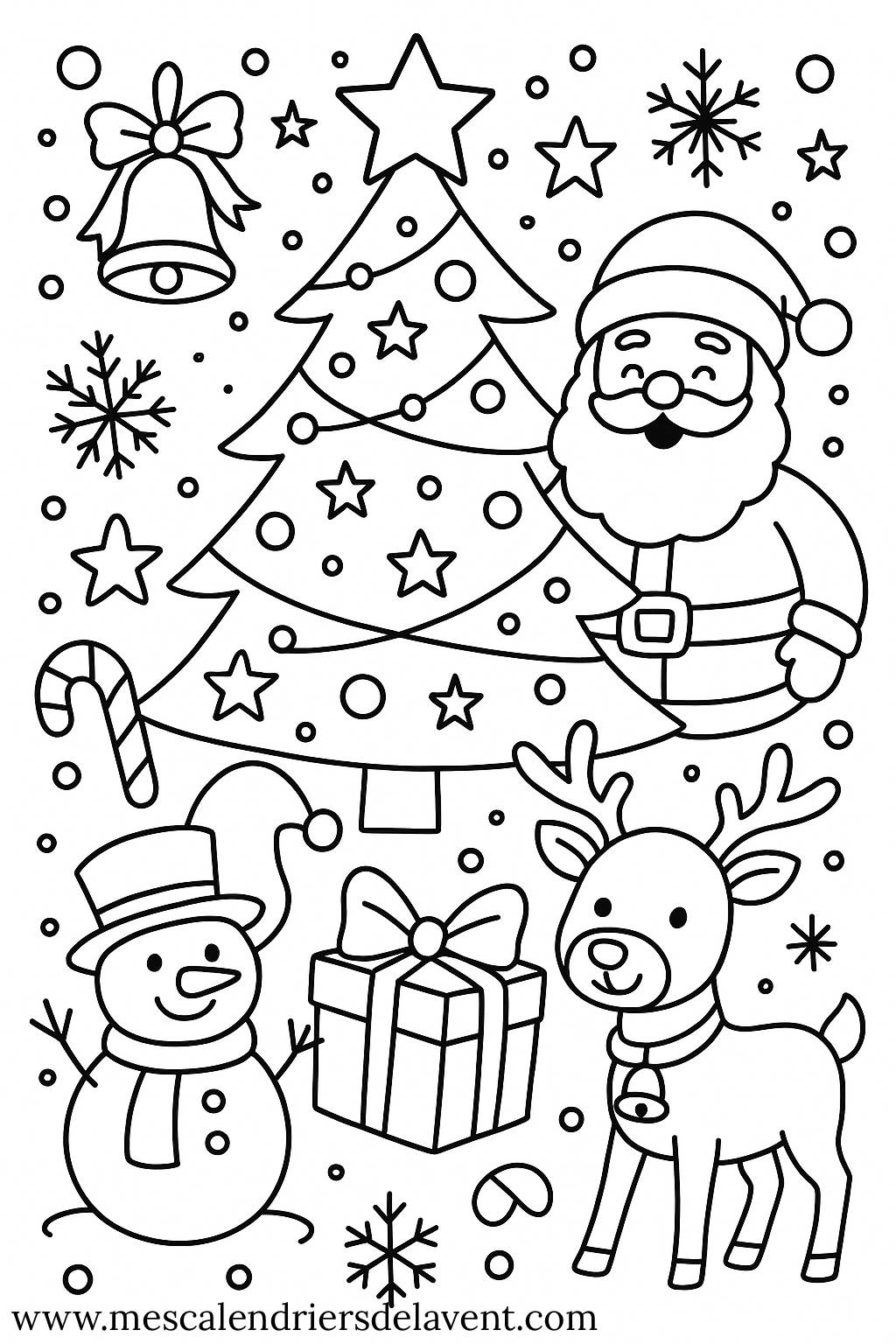 Coloriage Noel Mes Calendriers de L'Avent Pere noël Sapin