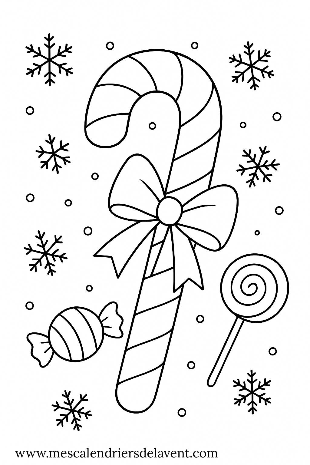 Coloriage Noel Mes Calendriers de L'Avent canne à sucre bonbons Noël
