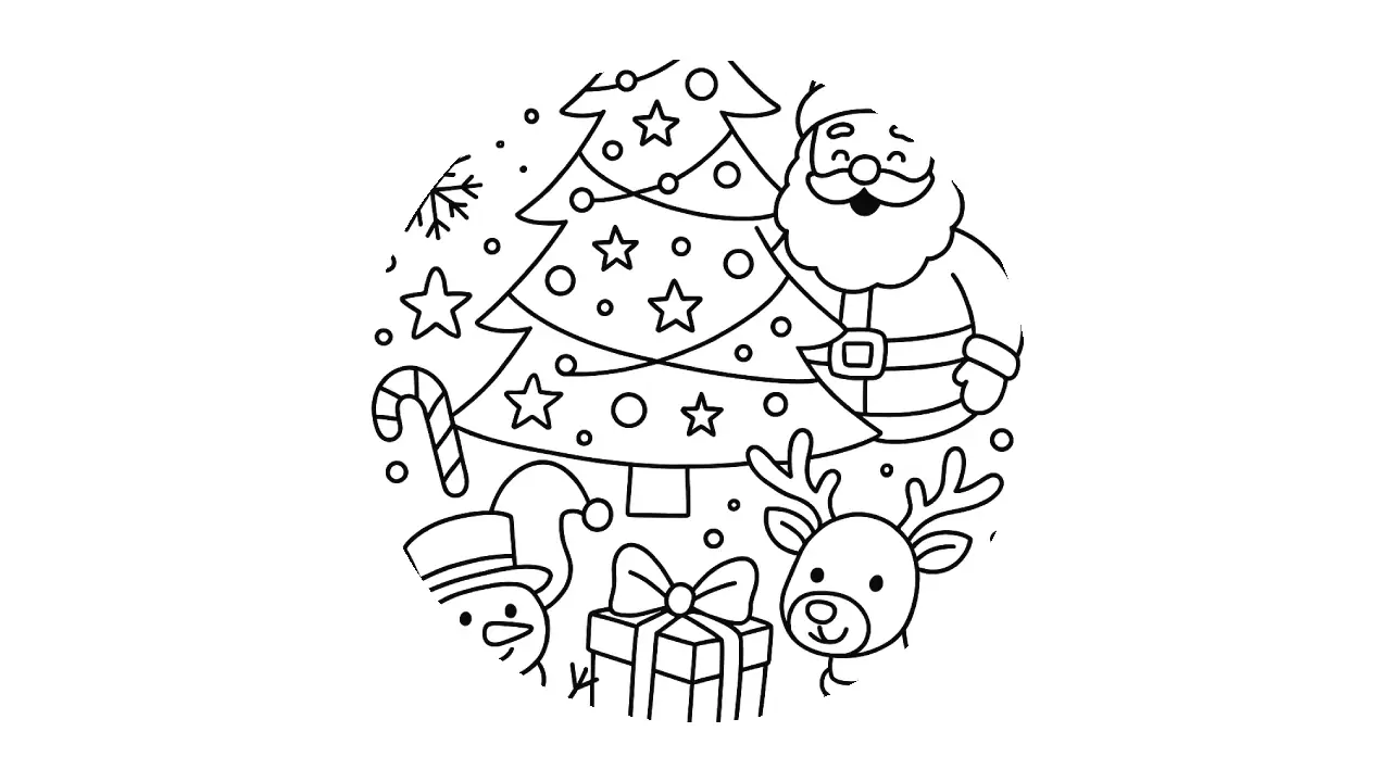 Coloriage Noel Pere noël Sapin
