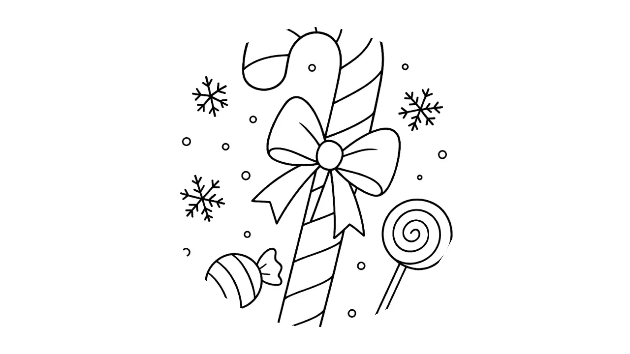 Coloriage noel canne à sucre bonbons Noël