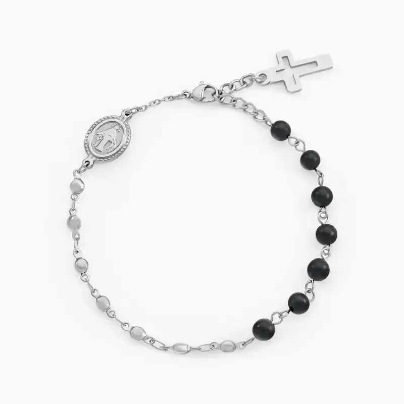 Idée Cadeau Noël Bracelet Maximus Acier Blanc Onyx