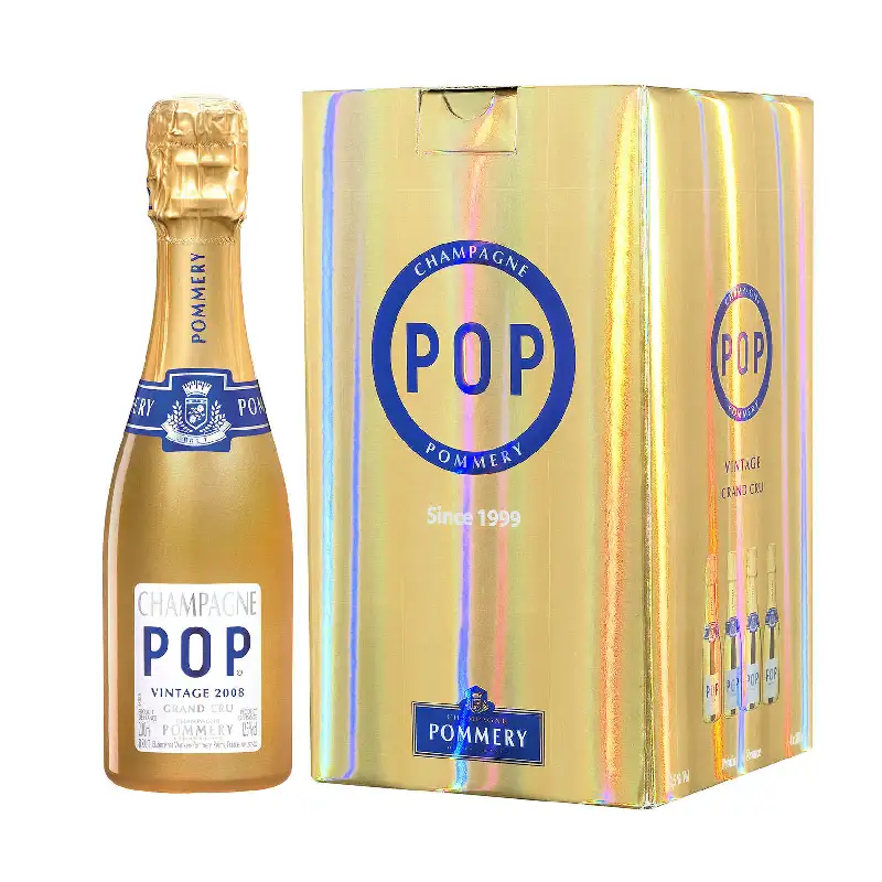 Idée Cadeau Noël Champagne Gold Pop Vintage Pommery étui 4 quarts