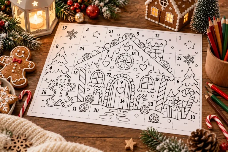 Imprimable Calendrier Avent Maison Pain Epice