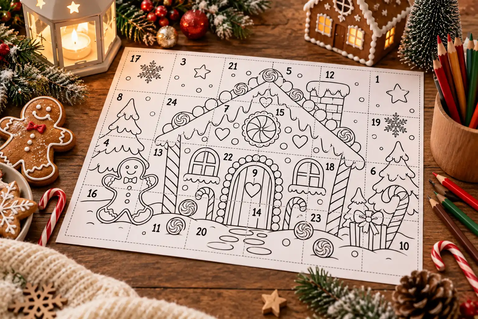 Imprimable Calendrier Avent Maison Pain Epice