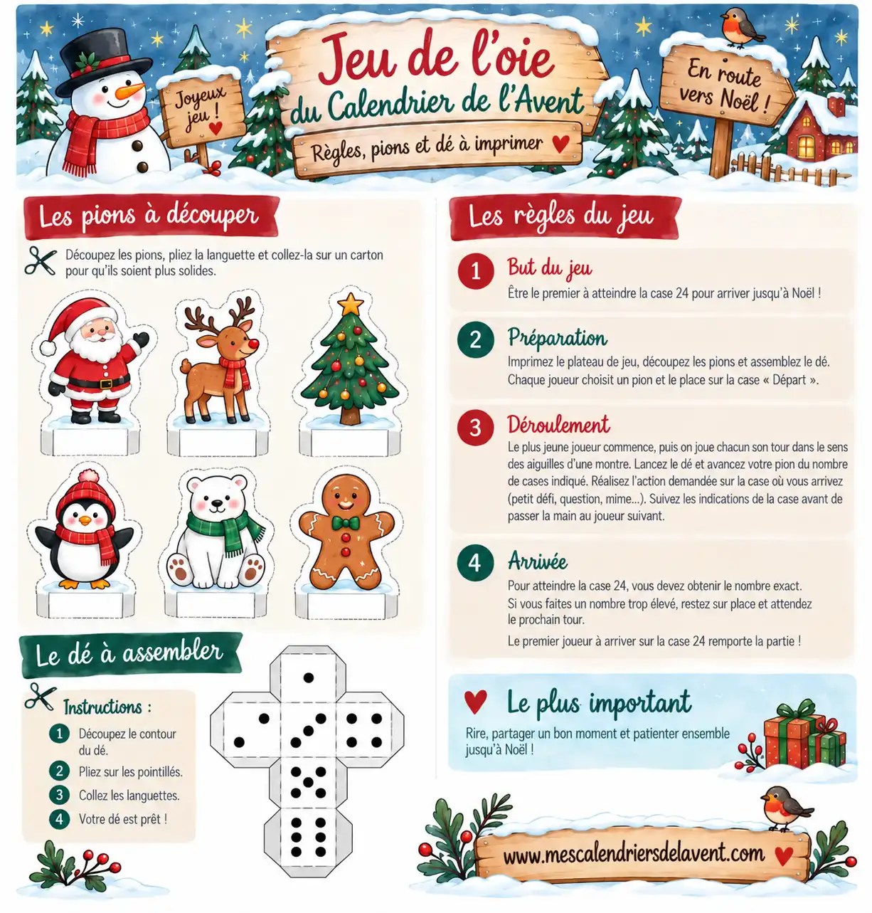 Jeu de l'oie Avent Règles