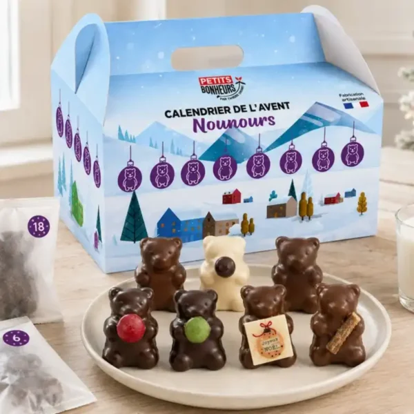 Les petits Bonheur Calendrier de l'Avent Nounours Chocolat 2026 Abricot