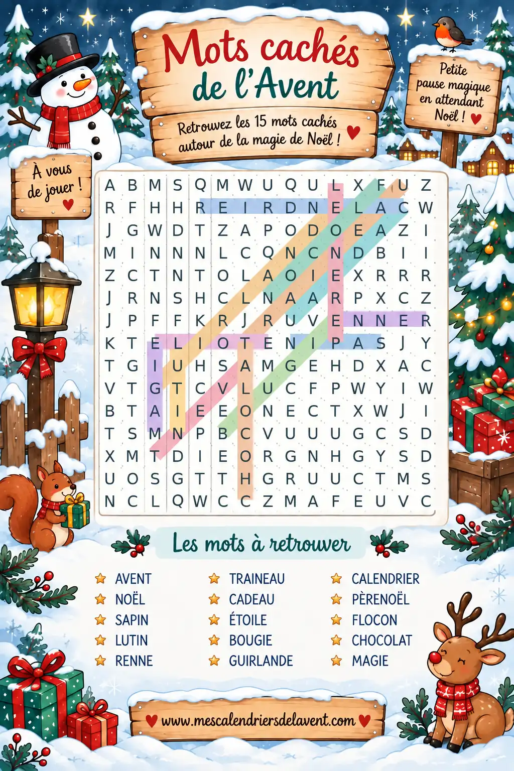 Mots Cachés Avent Solutions